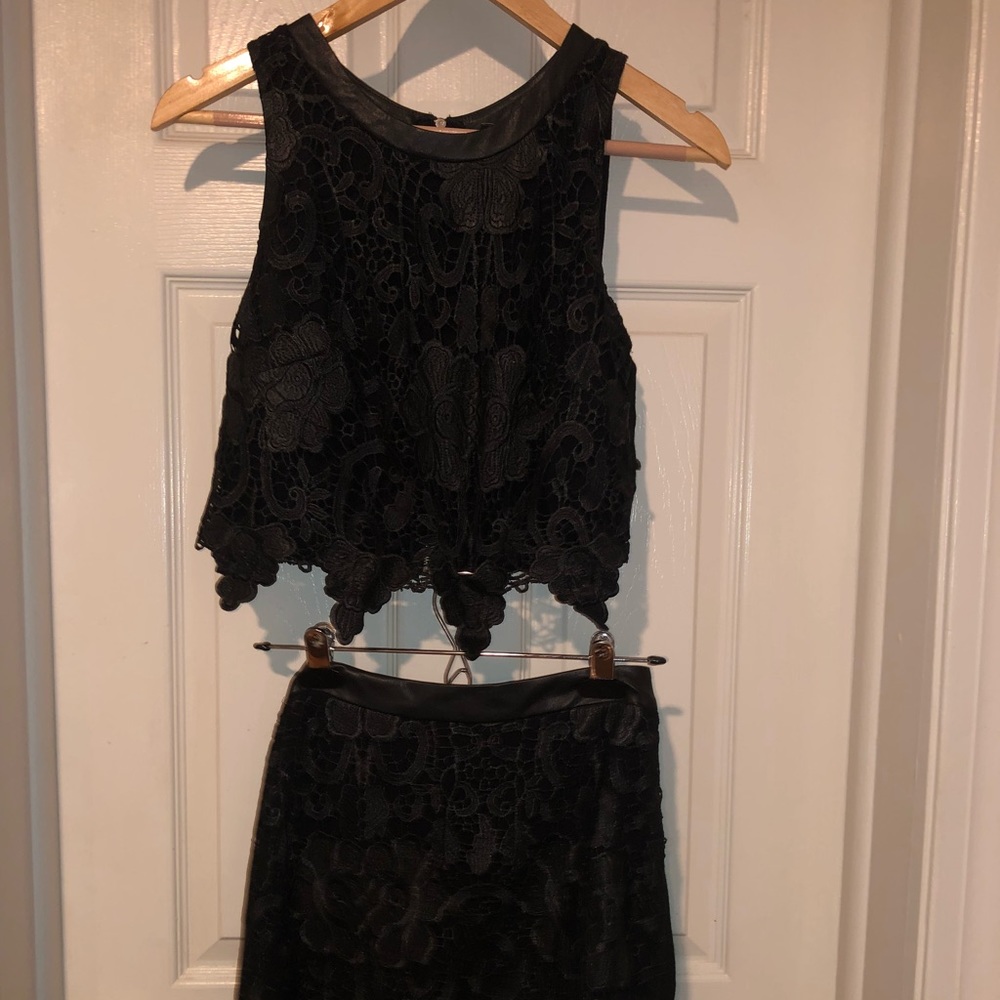 ASTR Black Top and Skirt Set
